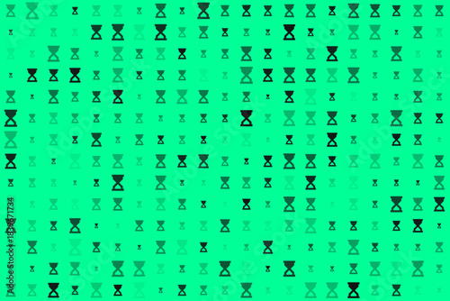 Seamless Green Hourglass Pattern Background with Repeating Time Symbol Shapes in Digital Abstract Style