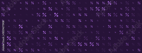 Abstract digital background with repeating percentage symbols in varying shades of purple, creating a modern and dynamic texture for business and finance concepts.