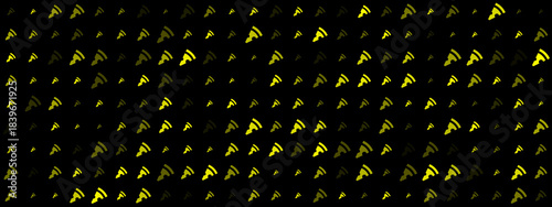 Abstract glowing pizza slice pattern on a dark background, vibrant yellow and green food design for culinary themes