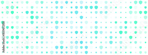 Abstract digital security background with glowing teal and green shield icons, representing cyber protection, data defense, and technological safety.