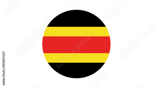 Free Download Circular Emblem Design With Black Background Featuring Horizontal Stripes Of Yellow Red And Yellow Within A White Outline Circle Abstract Symbolic Graphic Element - GFXLoad