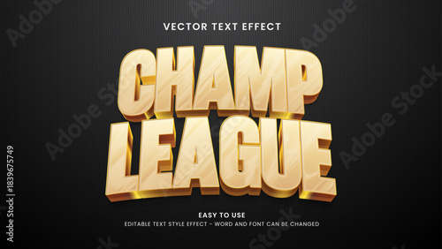champ league editable text effect 3d text vector