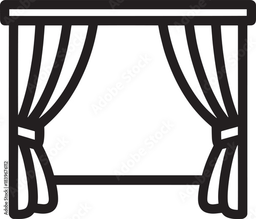 Drapery curtain icon simple outline illustration for interior design theater stage or window decoration isolated on white