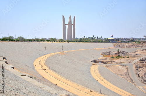The Aswan Dam, or Aswan High Dam one of the world's largest embankment dams, across the Nile in Aswan, Egypt