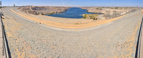 The Aswan Dam, or Aswan High Dam one of the world's largest embankment dams, across the Nile in Aswan, Egypt