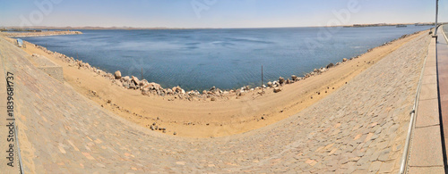 The Aswan Dam, or Aswan High Dam one of the world's largest embankment dams, across the Nile in Aswan, Egypt