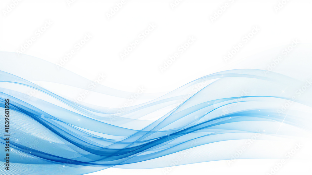 Fototapeta premium Smooth Abstract Blue Transparent Wave on White Background