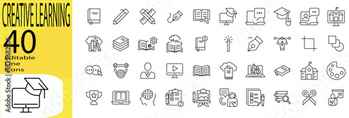 Creative Learning icon set. Vector illustrations. Editable strokes.