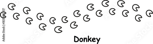 Donkey Paw Print Line Icon – Trendy Hoof Track Vector,Donkey Paw Print Minimal Outline Icon Vector