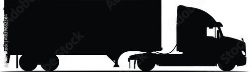 Black truck side view illustration on transparent background silhouette