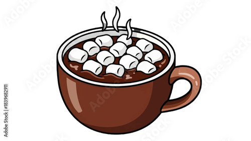 Warm cup of hot cocoa with marshmallows