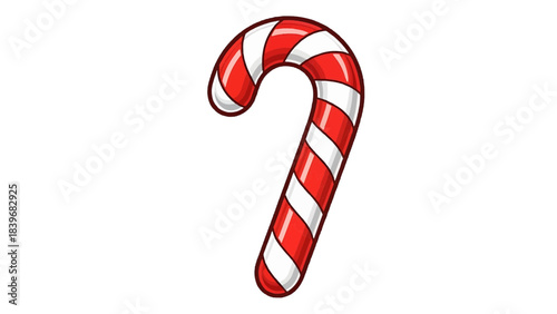 A colorful candy cane with red and white stripes, perfect for the holiday season