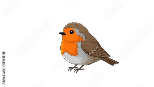 A vibrant robin perching gracefully with a reddish-orange chest and a sweet look