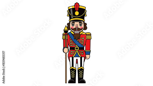 A colorful and charming Nutcracker Soldier figurine stands ready