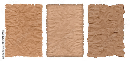 古びた紙・ヴィンテージ風クラフト紙テクスチャセット