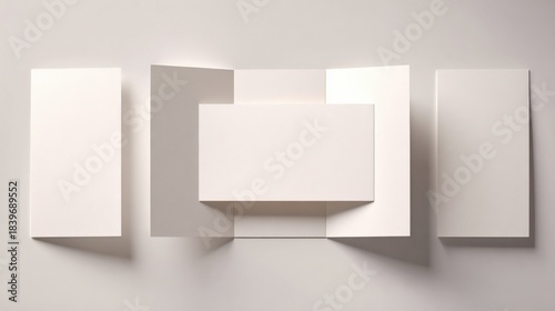 Elegant White Mockup Display with Geometric Shapes for Product Showcase and Minimalist Design