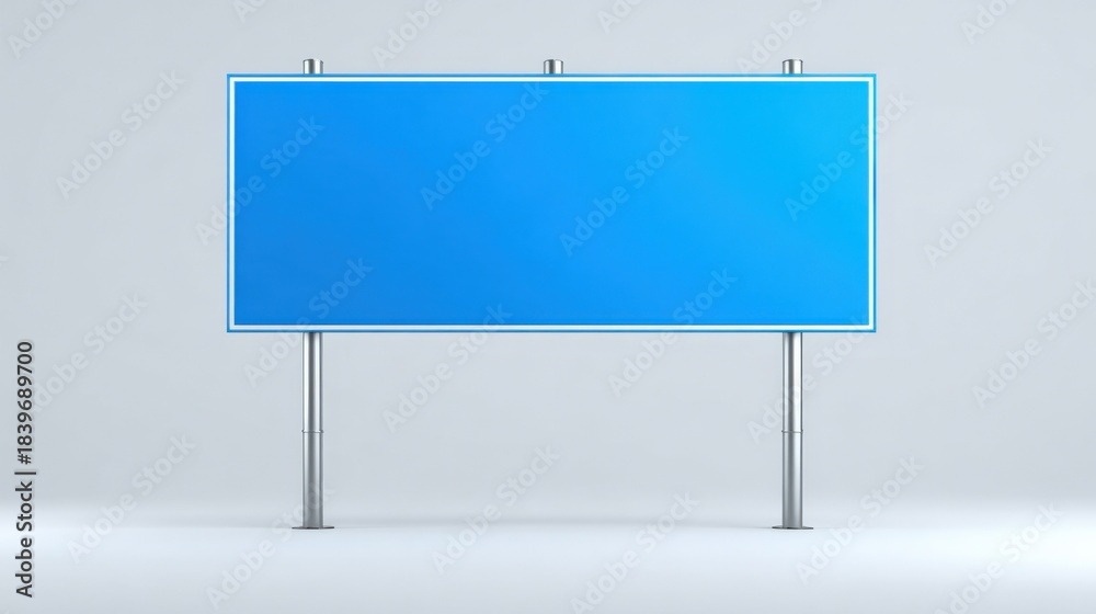 Obraz premium Blank Blue Billboard Mockup for Advertising, Marketing, and Promotion Displays on Neutral Background