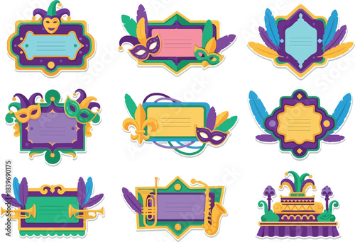 Vibrant Mardi Gras Frame Collection for Celebratory Designs