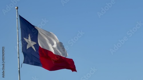 Texas state flag flying in the wind 