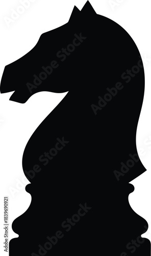 A striking black silhouette of a chess knight elegantly poised and detailed