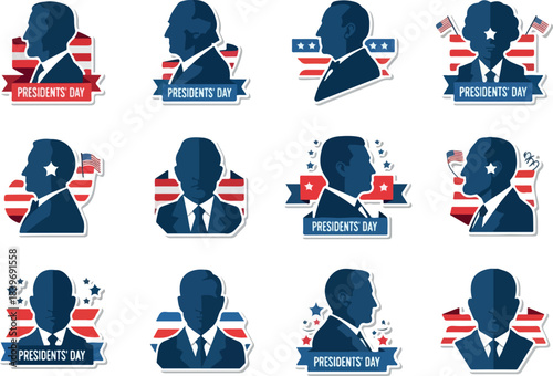 Presidents' Day Badge Collection Patriotic Vector Graphics