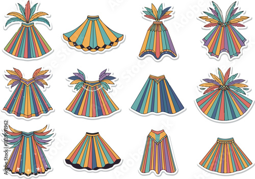 Colorful Carnival Skirt Collection Festive Fashion Illustrations