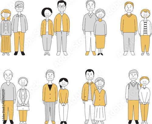 シニアの男女全身セット単色