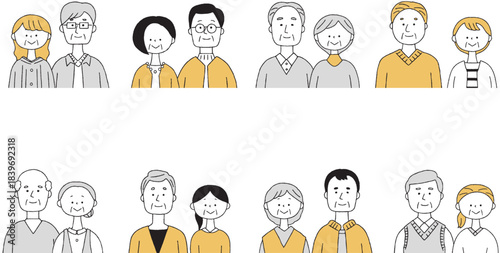 シニア夫婦上半身セット単色