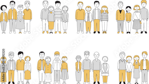 2世代家族セット子どもなし単色