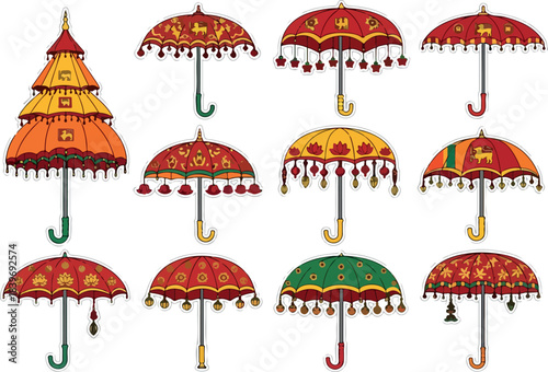 Collection of Decorative Umbrellas for Traditional Celebrations
