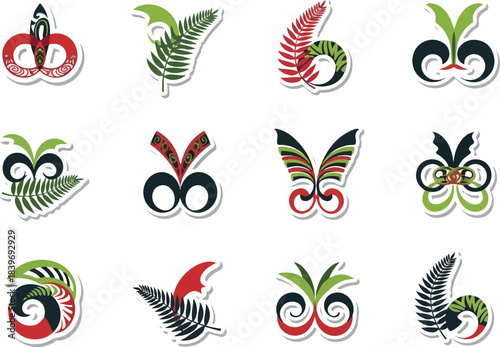 Elegant Maori fern koru symbol designs for creative tribal graphics