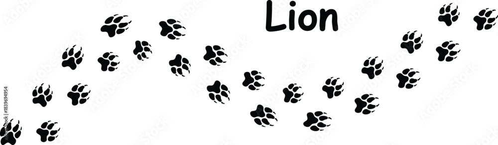 Fototapeta premium Lion Paw Print Line Icon – Trendy Wildlife Vector for Web and App UI,Lion Paw Print Minimal Outline Icon