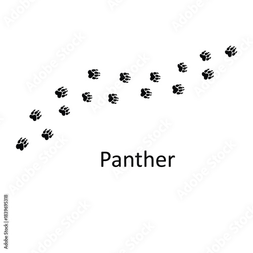 Panther Paw Print Vector Illustration,Animal Track Mark Icon Illustration,Wild Animal Footprint Track Symbol.