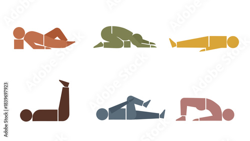 Set of Human Relaxation and Sleeping Poses in Various Positions for Stress Relief and Restful Sleep