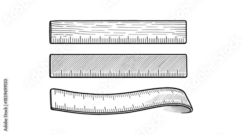 Hand-drawn rulers in a variety of styles, perfect for design and measurement