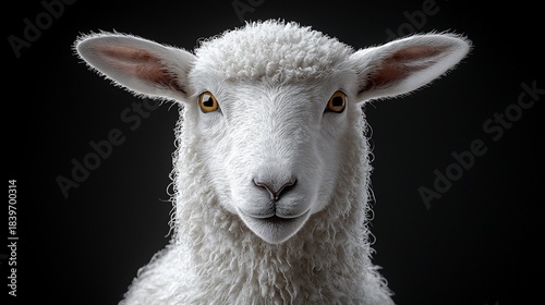 White sheep close up portrait