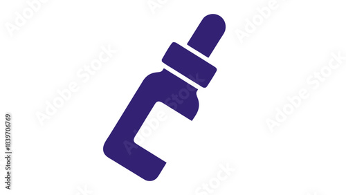 Dark Purple Dropper Bottle Icon on Black Background Simple Graphic Symbol for Liquids and Medicine Administration