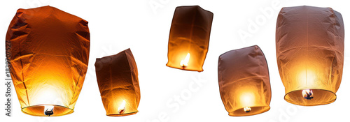 Obraz na płótnie Glowing lanterns floating skyward