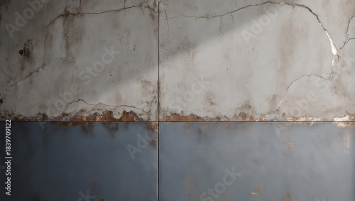 Weathered Wall with Rust and Cracks - A Study in Texture and Decay.