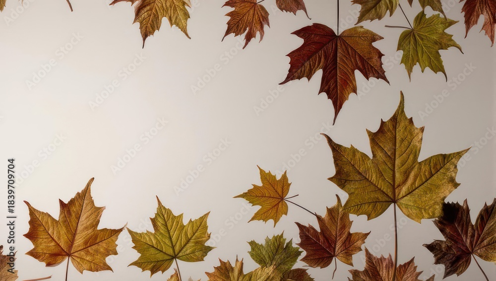 Fototapeta premium Autumn Leaves on White Background - A Colorful Fall Display.
