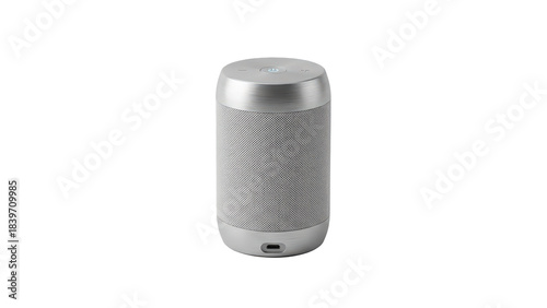 Stylish portable wireless Bluetooth speaker modern textured silver white design delivering high quality audio music playback