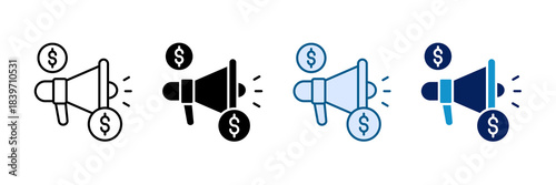 Ad Budget Icon Set Multiple Style Collection