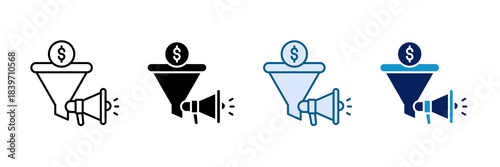 Marketing Funnel Icon Set Multiple Style Collection