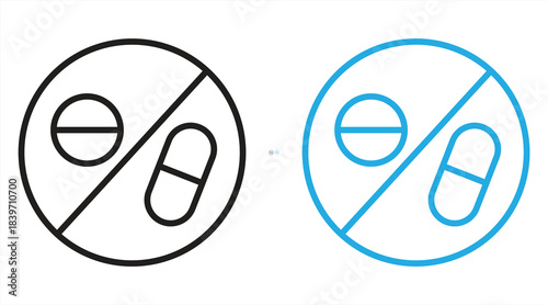 prohibited drug icons, medicines and pills, vector illustration