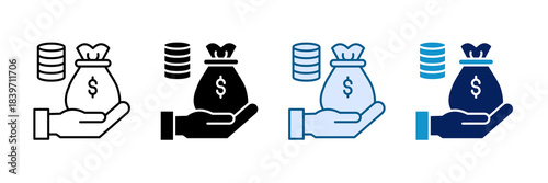 Savings Goal Icon Set Multiple Style Collection