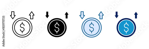 Income Vs Expense Icon Set Multiple Style Collection