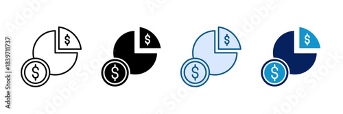 Budget Pie Chart Icon Set Multiple Style Collection