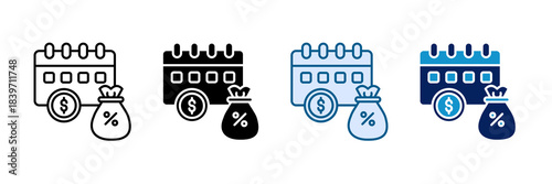 Tax Planning Icon Set Multiple Style Collection