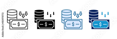 Cost Reduction Icon Set Multiple Style Collection