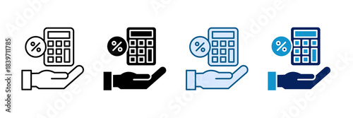 Loan Calculator Icon Set Multiple Style Collection